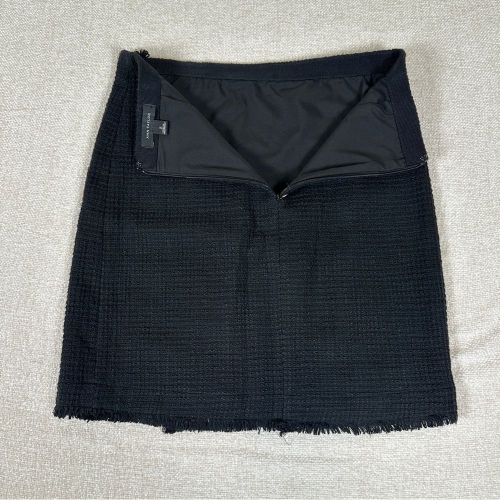 Ann Taylor Womens Wrap Skirt Black Tie Waist Career Office Knee Length - Picture 6 of 7